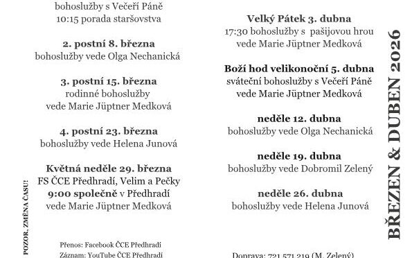ČCE Předhradí: program v březnu a dubnu